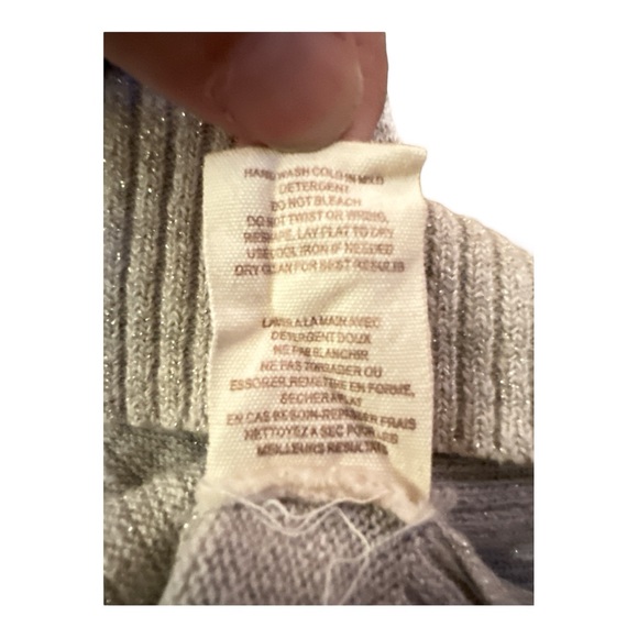 Free People Silver Mock Turtleneck Sweater With Lace Detail Women’s Size Small - Picture 9 of 11